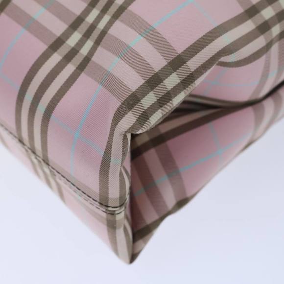 BURBERRY Nova Check Hand Bag Canvas Pink Auth 72132 - Picture 9 of 16